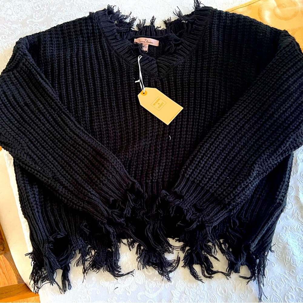 Distress Black Sweater